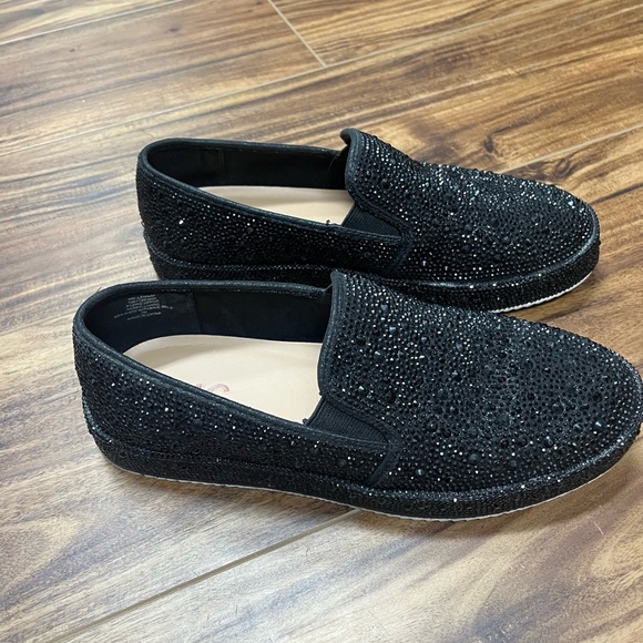 INC Sz 7 Lenna Black Bling Slip-On Heat Set Stone Embellished Sneakers - Picture 12 of 14